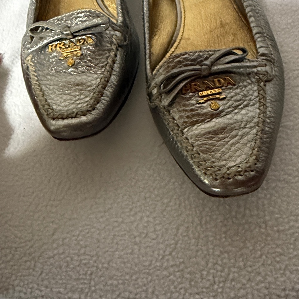 Prada Metallic Silver Loafers - Picture 4 of 7